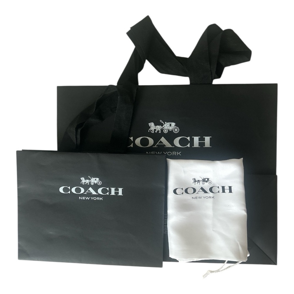 2 COACH NY Logo Reusable Black Paper Shopping Bags Envelope NEW White Dust Bag - Picture 13 of 16